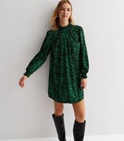 New Look Green Animal Print Shell High Neck Mini Dress